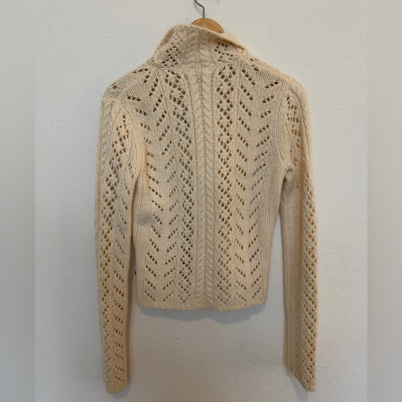 Abercrombie & Fitch Y2K sweater Lambswool cream cable knit sweater medium - Picture 2 of 7
